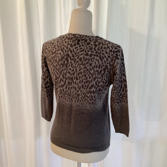 Talbots Gray Animal Print Merino Wool Pullover - Picture 5 of 7